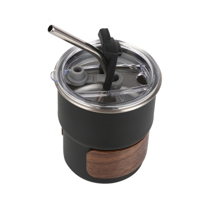 Picture of 600ml American ins style double layer stainless steel coffee cup insulated cup straw cup home office men and women portable cup bottle(white 400ml)