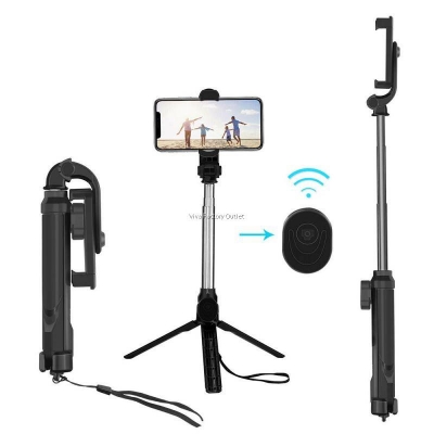 Picture of Universal Bluetooth Selfie Stick 2 in 1 XT-02 Wired Remote Shutter Monopod Bluetooth Extendable Handheld Stabilizer Stand Tripod For All Mobile Phone(Black)