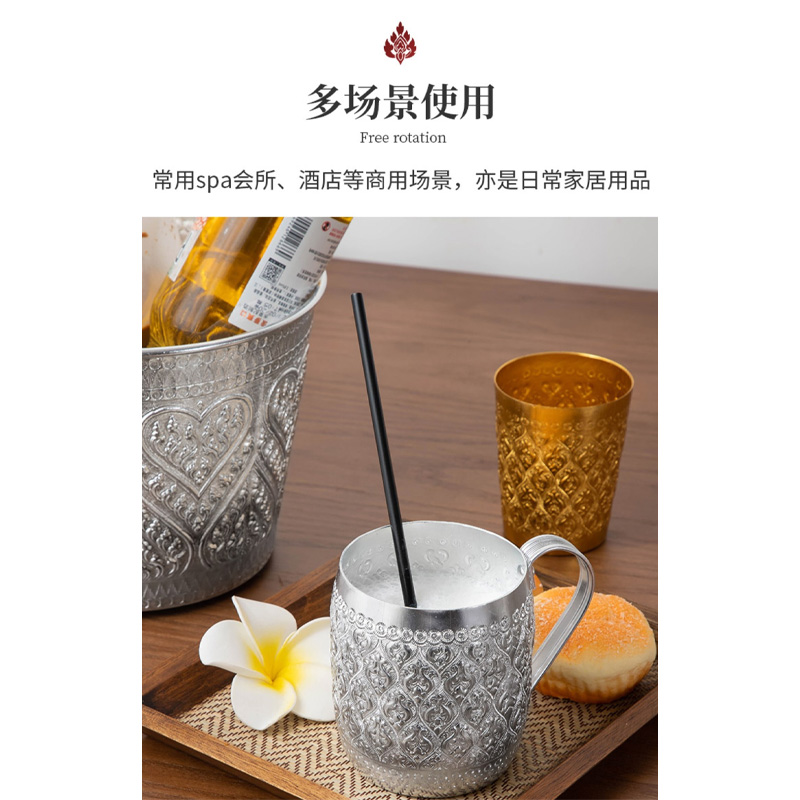 Picture of 1 pcs Stainless Steel Coffee Mug Portable Tea Coffee Milk Cup Thermal Insulation Brief Anti-Fall Cappuccino Latte Mugs(Vintage design 1 pcs)