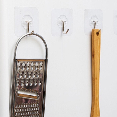 Picture of 05/10/20 Pcs Hooks Transparent Strong Self Adhesive Door Wall Hangers Hooks Suction Heavy Load Rack Cup Sucker for Kitchen Bathroom and all tiles wall(10pcs adhisive hook)