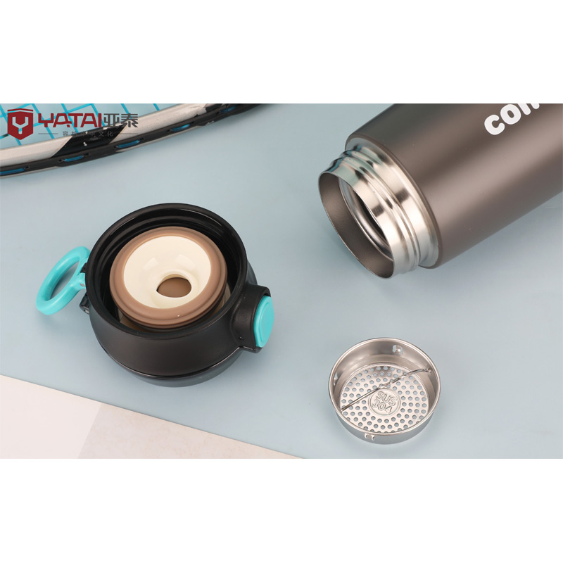 Picture of 450ml push system stainless steel 5 layerwater bottle manufacture professional outdoor thermos bottle(Off White)