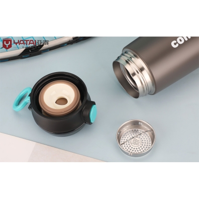 Picture of 450ml push system stainless steel 5 layerwater bottle manufacture professional outdoor thermos bottle(Off White)