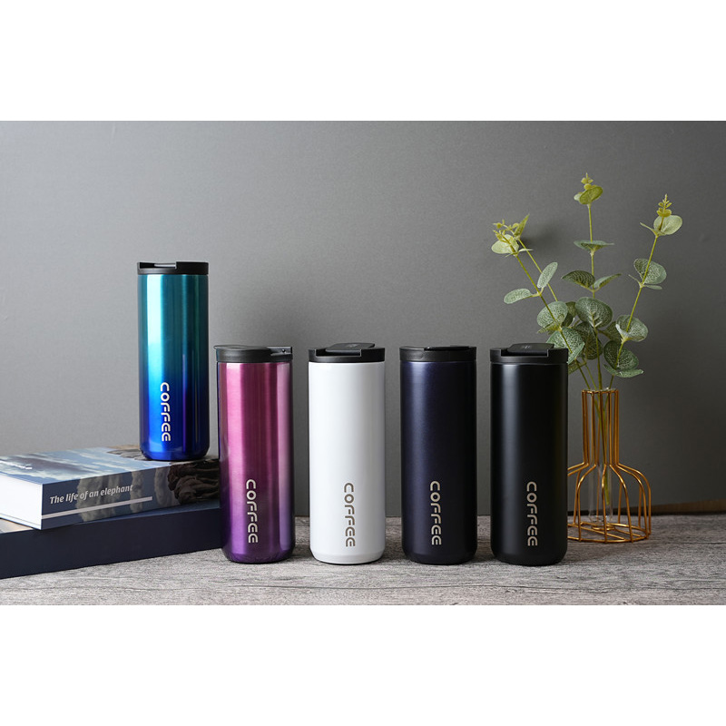 Picture of 500ml Double Stainless Steel 304 Coffee Mug Leak-proof Thermos Milk Mug Travel Cup Household Gifts(Red)