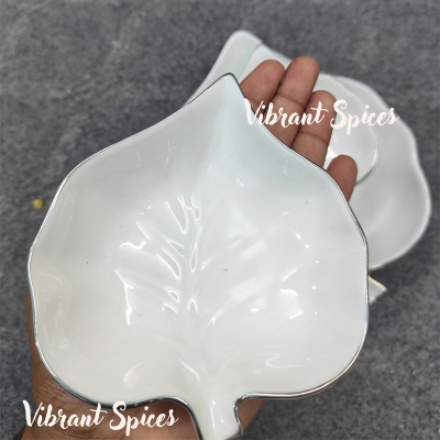 Picture of new leaf design 7 Pcs Sweet Bowl Set Including Serving Dish , Oven Proof porcelain Ceramic Porcelain Snack Bowl Set,Ceramic Firni Set & bati, Soup & Firni Bati(7 pcs pan pata design)