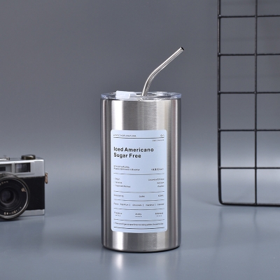 Picture of 1pcs 500ML Stainless Steel Diamond Straw Water Cups with Lid Vacuum Insulated Double-Layer Thermos Bottle Creative Travel Coffee Mugs hot and cold(new design)