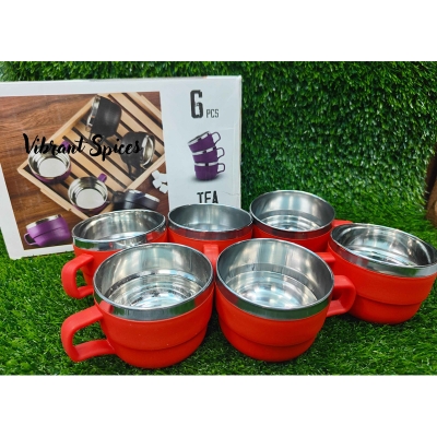 Picture of Stainless Steel Tea or Coffee Cup Mug Set-6 pcs set new(red)