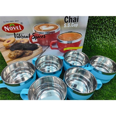 Picture of Stainless Steel Tea or Coffee Cup Mug Set-6 pcs set(multicolour)