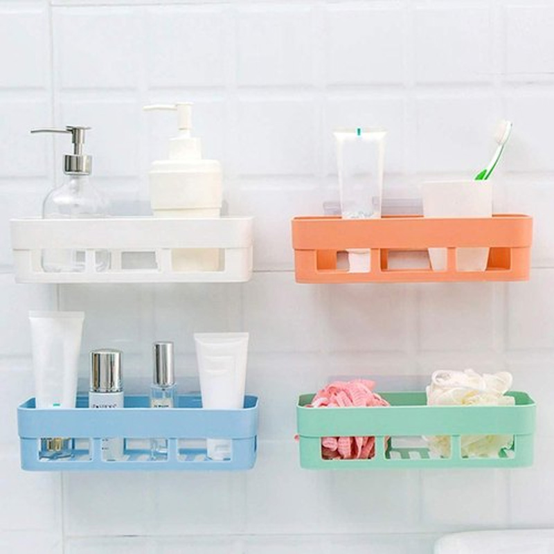 Picture of Bathroom Shelf Bathroom Adhesive Storage Rack 1pcs Kitchen Home Decoration Corner Shower Shelf Rack Storage Rack Accessories set on tiles and plastic paint wall - Wall Decoration(multicolour 1 pcs)
