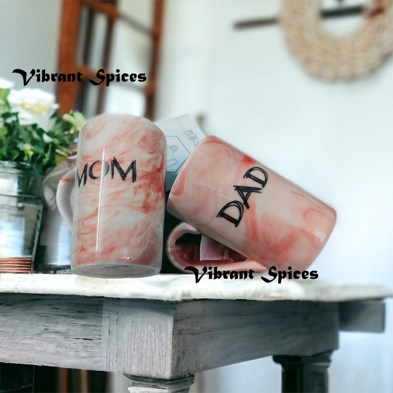 Picture of Luxury Coffee Mug Breakfast Milk Coffee Tea Cup Marble Gold Plating MRS MR Ceramic Mug Pink Blue Drinkware Couple Lover's Gift - Coffee Mug(mom dad mug)