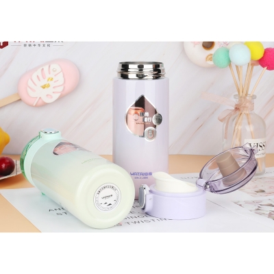 Picture of 400ml push system stainless steel 5 layer water bottle manufacture professional outdoor thermos bottle(multicolour)