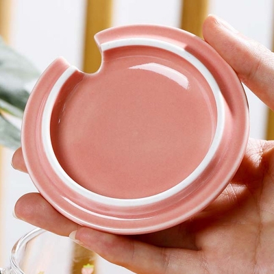 Picture of Creative transparent pot belly cup Japanese flower scale tea cup mug with lid and spoon high borosilicate milk coffee cup - Coffee Mug(1 pcs rainbow design)