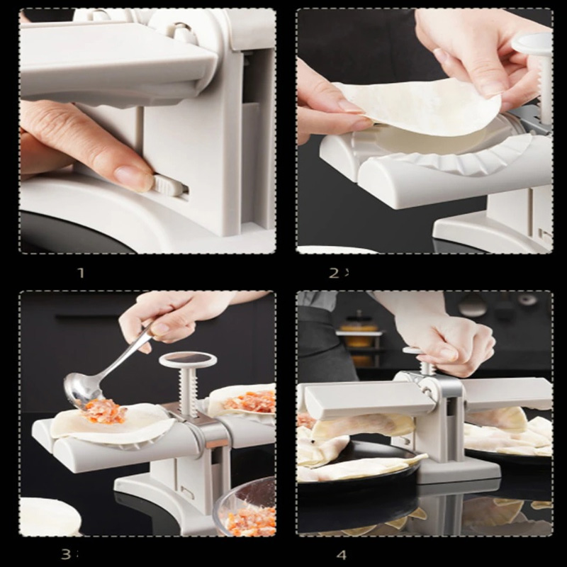 Picture of Automatic Dumpling Maker Machine Press Dumplings Mold Kitchen Accessories Automatic Pressing Tool DIY Empanadas Ravioli Mould Home Gadget(White)