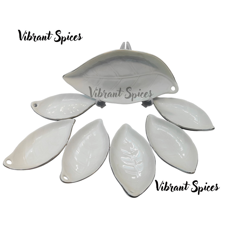 Picture of new leaf design 7 Pcs Sweet Bowl Set Including Serving Dish , Oven Proof porcelain Ceramic Porcelain Snack Bowl Set,Ceramic Firni Set & bati, Soup & Firni Bati(7pcs set pata design)