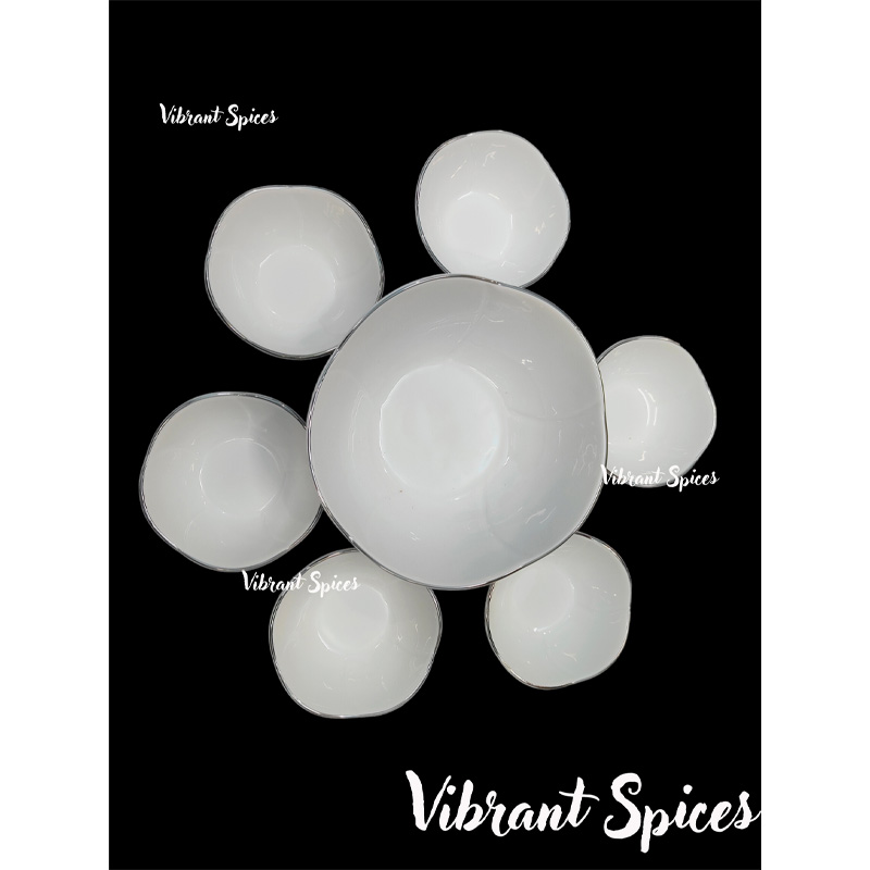 Picture of new Excusive Desing 7 Pcs Sweet Bowl Set Including Serving Dish , Oven Proof porcelain Ceramic Porcelain Snack Bowl Set,Ceramic Firni Set & bati, Soup & Firni Bati(7pcs set)