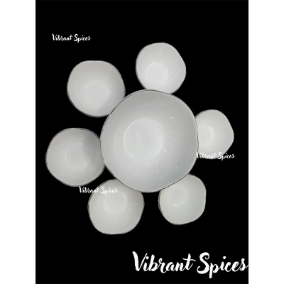 Picture of new Excusive Desing 7 Pcs Sweet Bowl Set Including Serving Dish , Oven Proof porcelain Ceramic Porcelain Snack Bowl Set,Ceramic Firni Set & bati, Soup & Firni Bati(7pcs set)