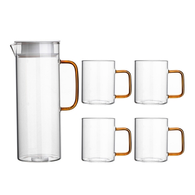 Picture of 5 Pcs Borosilicate Glass Jug & Mug Set  high quality(multicolour)