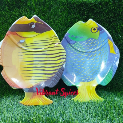 Picture of new Excusive chanda Fish Design Serving Dish / Plate 9" Inch melamine 2 pcs(multicolour 2pcs)