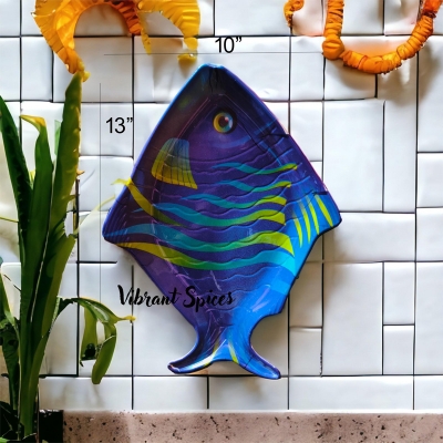 Picture of new Excusive chanda Fish Design Serving Dish / Plate 9" Inch melamine 2 pcs(new fish shape 1 pcs)