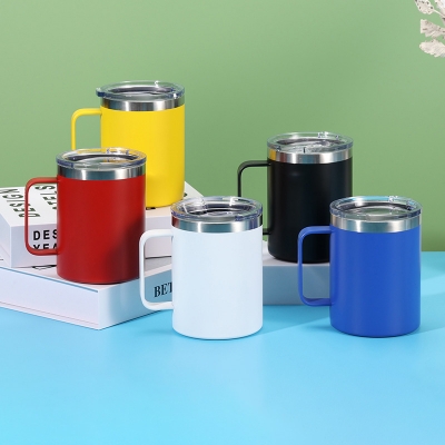 Picture of 1 pcs Stainless Steel Coffee Mug Portable Tea Coffee Milk Cup Thermal Insulation Brief Anti-Fall Cappuccino Latte Mugs(1 pcs steel mug)