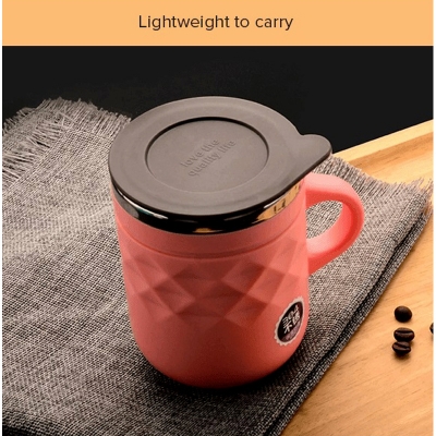 Picture of 1 pcs Stainless Steel Coffee Mug Portable Tea Coffee Milk Cup Thermal Insulation Brief Anti-Fall Cappuccino Latte Mugs(Blush Pink)