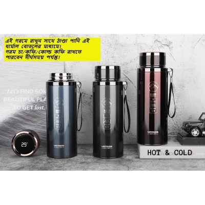 Picture of 500ml/600ml Thermos Stainless steel tumbler insulated water bottle cute coffee thermos cup LED Touch Display Temperature Vacuum Flasks Drinkware smart(750ml leed bottle black premium quality)