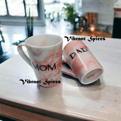 Picture of Luxury Coffee Mug Breakfast Milk Coffee Tea Cup Marble Gold Plating MRS MR Ceramic Mug Pink Blue Drinkware Couple Lover's Gift - Coffee Mug(mom dad mug)