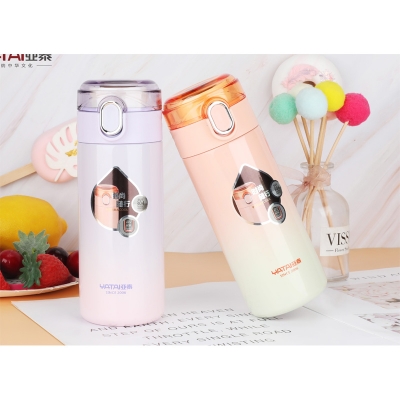Picture of 400ml push system stainless steel 5 layer water bottle manufacture professional outdoor thermos bottle(multicolour)