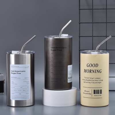 Picture of 1pcs 500ML Stainless Steel Diamond Straw Water Cups with Lid Vacuum Insulated Double-Layer Thermos Bottle Creative Travel Coffee Mugs hot and cold(new design)