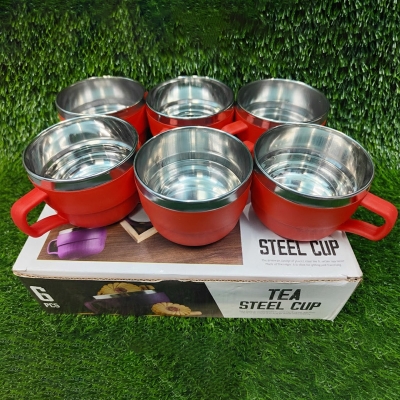 Picture of Stainless Steel Tea or Coffee Cup Mug Set-6 pcs set new(red)