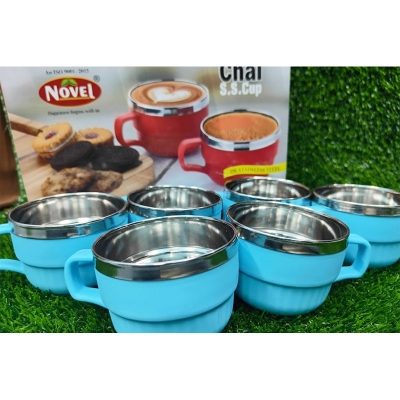 Picture of Stainless Steel Tea or Coffee Cup Mug Set-6 pcs set(multicolour)