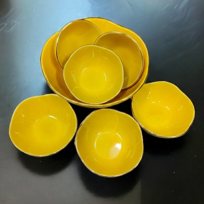 Picture of new Excusive Desing 7 Pcs Sweet Bowl Set Including Serving Dish , Oven Proof porcelain Ceramic Porcelain Snack Bowl Set,Ceramic Firni Set & bati, Soup & Firni Bati(7pcs set)