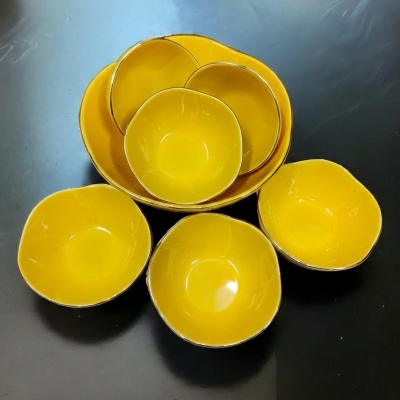 Picture of new Excusive Desing 7 Pcs Sweet Bowl Set Including Serving Dish , Oven Proof porcelain Ceramic Porcelain Snack Bowl Set,Ceramic Firni Set & bati, Soup & Firni Bati(7pcs set)