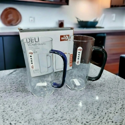 Picture of 2pcs/4pcs set Heat-Resistant  borosilicate Glass Mug/Milk Tea Coffee Cup(2pcs multicolor cup)