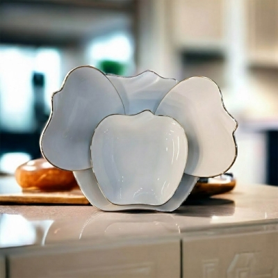 Picture of Apple design  7 Pcs Sweet Bowl Set Including Serving Dish , Oven Proof porcelain Ceramic Porcelain Snack Bowl Set,Ceramic Firni Set & bati, Soup & Firni Bati(7pcs set akij ceramic)