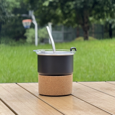 Picture of American ins style double layer stainless steel coffee cup insulated cup straw cup home office men and women portable cup bottle(400 ml white)