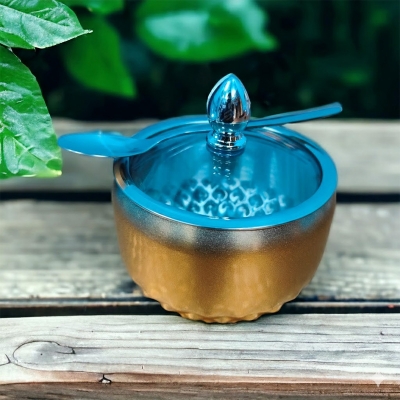 Picture of Kitchen Stainless Steel Seasoning Condiment Pot Lovely Design Spice Salt Sugar Container Pepper Jar Tool with glass Lid(multicolour 1 pcs)