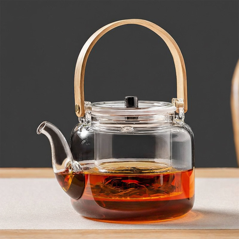 Picture of Borosilicate Glass Teapot, Loose Leaf Tea Kettle, 750 ml Borosilicate Glass Heat Resistant Clear Leaf Teapot with Infuser Strainer for Microwavable and Stovetop Safe(800ml tea pot glass)