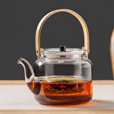 Picture of Borosilicate Glass Teapot, Loose Leaf Tea Kettle, 750 ml Borosilicate Glass Heat Resistant Clear Leaf Teapot with Infuser Strainer for Microwavable and Stovetop Safe(800ml tea pot glass)