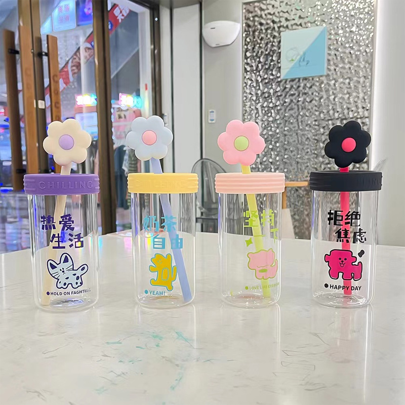 Picture of New 540ml Glass cup new high borosilicate coffee cup glass water cup cold drink cola beverage cup milk tea milk single layer cup(480ml multicolor 1p)