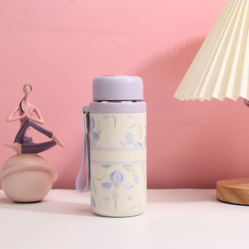 Picture of Customized 316 stainless steel 3d printed mini sling portable handle thermos cup water bottle(Green)