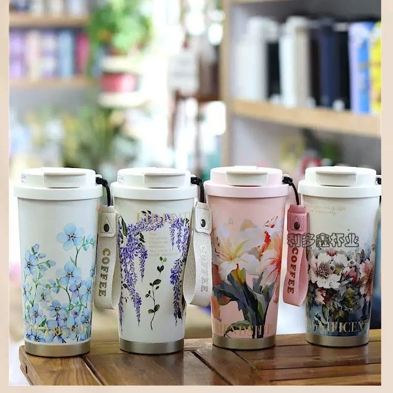 Picture of thermos cup for girls, high-looking stainless steel coffee cup, accompanying double drinking cup, portable student cup(3d mug without led)