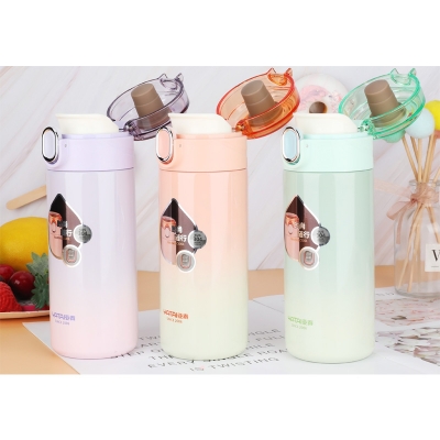 Picture of 400ml push system stainless steel 5 layer water bottle manufacture professional outdoor thermos bottle(multicolour)