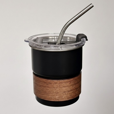 Picture of 600ml American ins style double layer stainless steel coffee cup insulated cup straw cup home office men and women portable cup bottle(white 400ml)