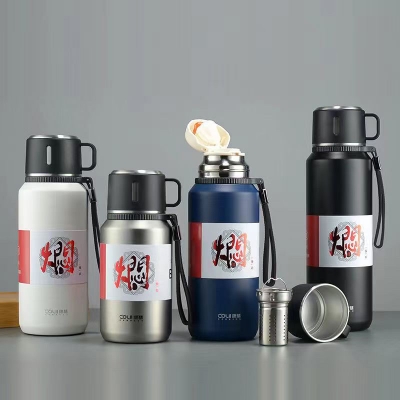 Picture of 316 stainless steel hot and cold water pot large-capacity portable high-grade large water/tea/coffee bottle 700ml(700ml random colour)