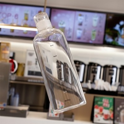 Picture of New 1000ml glass Water Bottle with Time Marker Creative Large Capacity Leakproof Drink Bottle(1000ml new shape)