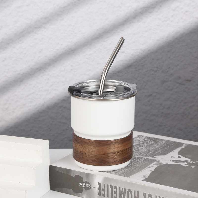 Picture of American ins style double layer stainless steel coffee cup insulated cup straw cup home office men and women portable cup bottle FOR BOYS AND GIRLS(400ml black new)