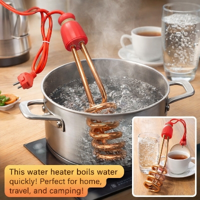Picture of 2000W Portable Immersion Water Heater Rod | Fast Water Boiler for Home & Travel - Multicolor