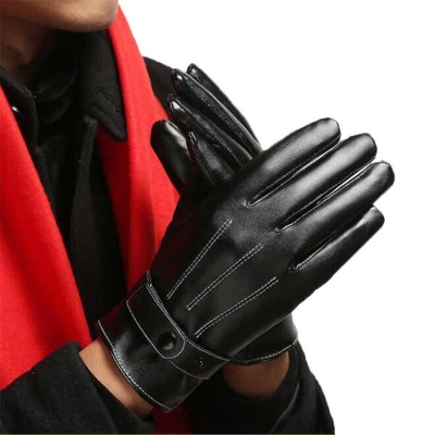 Picture of Cold-Proof Touchscreen Gloves | Thick Warm Leather Winter Gloves for Bikers & Outdoor Riding - Black,One Size
