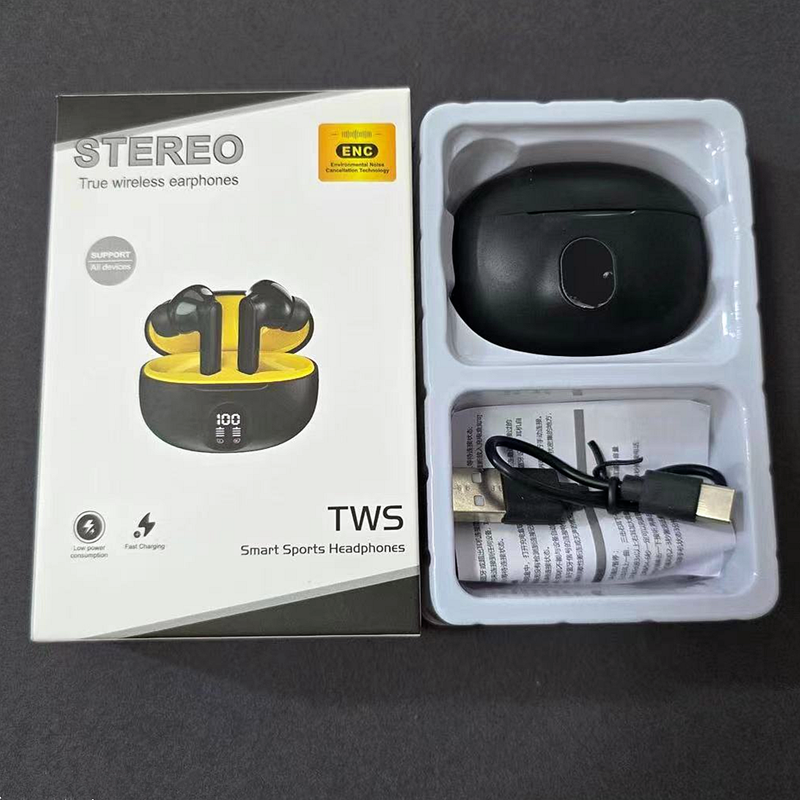 Picture of TWS Bluetooth Earbuds | LED Power Display | Bluetooth 5.3 ENC Earphones | Digital Earpods for iPhone & Android - Black