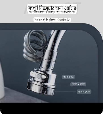 Picture of Flexible Faucet Extension with 3 Spray Modes – Kitchen Sink Water Saver - Silver